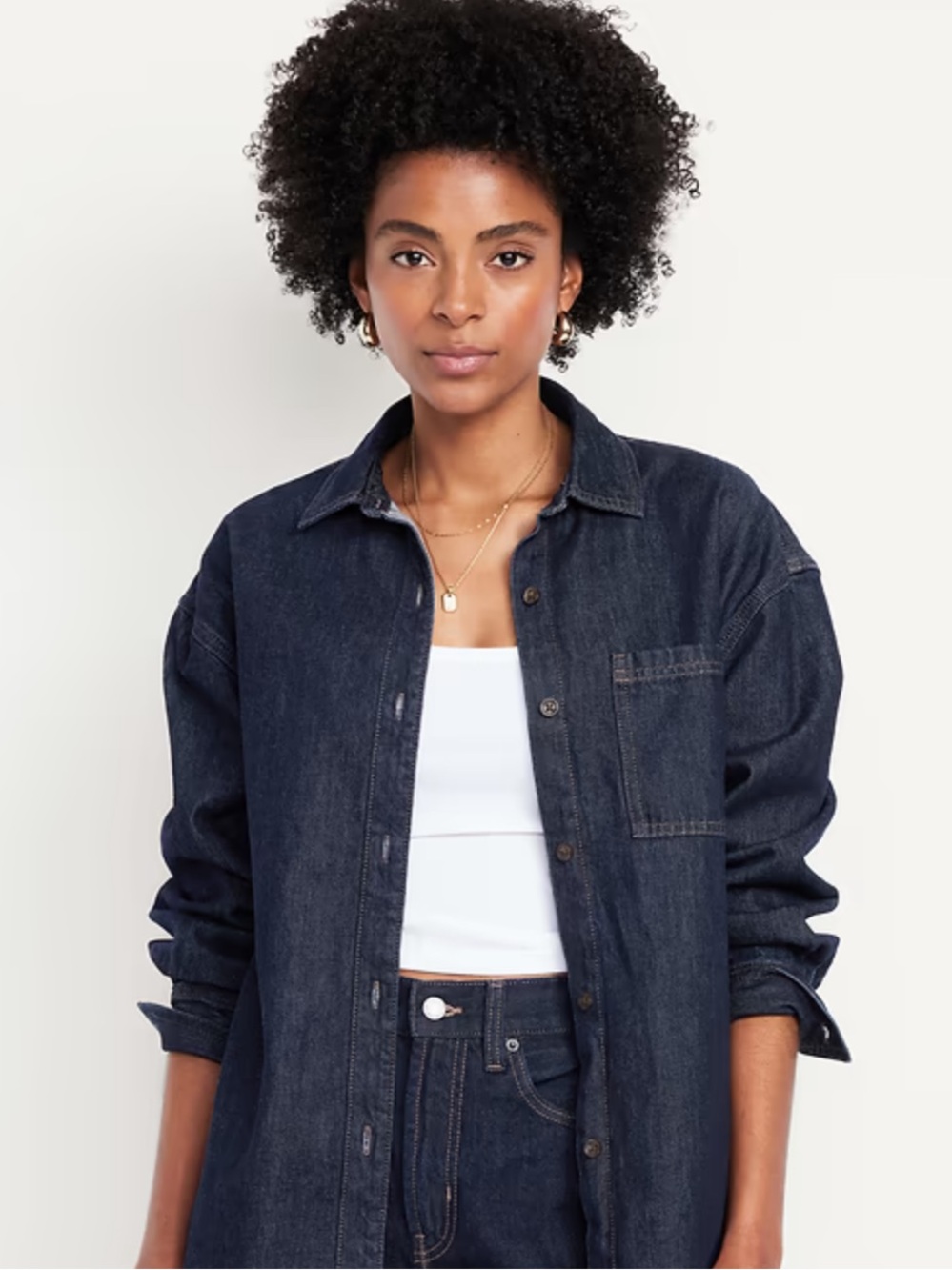 Old Navy Oversized Boyfriend Button-Down Jean Shirt